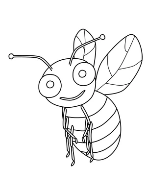 Página para Colorir Ilustração de Abelha de Desenho Animado