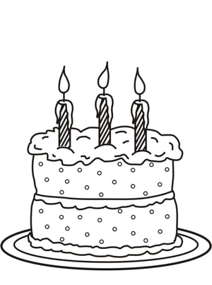 Página para Colorir Um Bolo de Aniversário