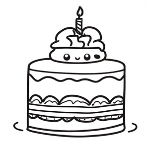 Página para Colorir Bolo de Aniversário Adorável