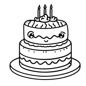 Página para Colorir Página para Colorir de Bolo Adorável de Aniversário