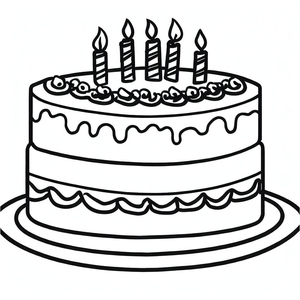 Página para Colorir Bolo de Aniversário Grátis para Imprimir