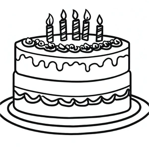 Página para Colorir Página para Colorir Bolo de Aniversário Grátis para Imprimir