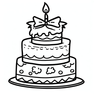 Página para Colorir Bolo de Aniversário - Folha 3
