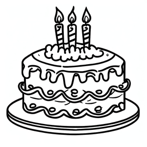 Página para Colorir Bolo de Aniversário - Folha 7