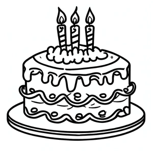 Página para Colorir Página para Colorir Bolo de Aniversário - Folha 7