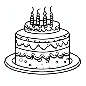 Página para Colorir de Bolo de Aniversário