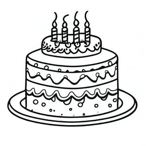 Página para Colorir Página para Colorir de Bolo de Aniversário