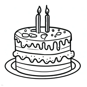 Página para Colorir Bolo com Duas Velas de Aniversário