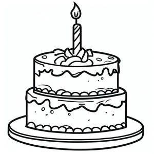 Página para Colorir 5: Bolo de Aniversário