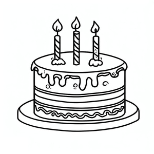 Página para Colorir de Bolo de Aniversário