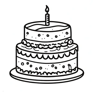Página para Colorir Bolo de Aniversário Delicioso