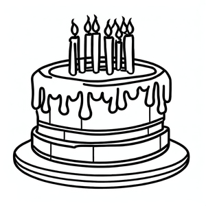 Página para Colorir de Bolo de Primeiro Aniversário