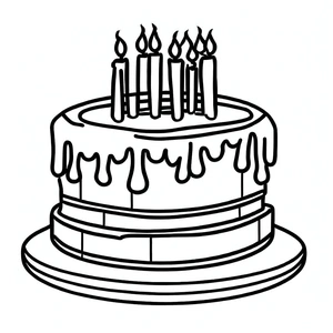Página para Colorir Página para Colorir de Bolo de Primeiro Aniversário