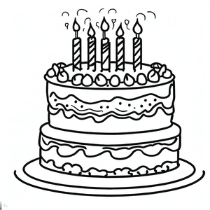 Página de Colorir de Bolo de Aniversário Grátis para Crianças