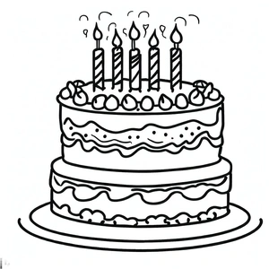 Página para Colorir Página de Colorir de Bolo de Aniversário Grátis para Crianças
