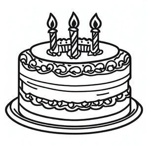 Página para Colorir Bolo de Aniversário Grátis