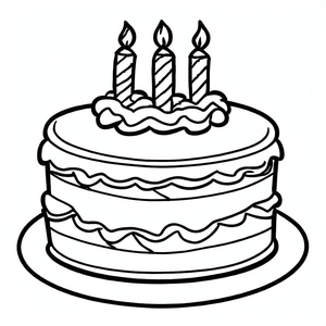 Página de Colorir de Bolo de Aniversário para Imprimir Grátis