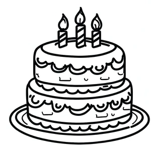 Página para Colorir Bolo de Aniversário Gigante