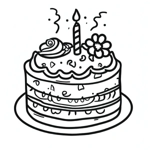 Página para Colorir Bolo de Aniversário Ideal