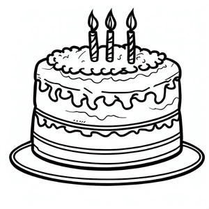 Página para Colorir Imagem do Bolo de Aniversário