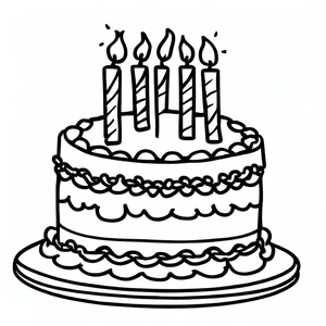 Página para Colorir Página para Colorir de Bolo de Aniversário para Crianças Printable