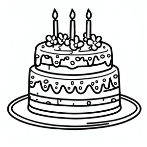 Página para Colorir de Bolo de Aniversário para Imprimir
