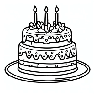 Página para Colorir Página para Colorir de Bolo de Aniversário para Imprimir
