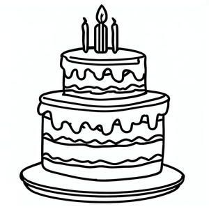 Página para Colorir Bolo de Aniversário para Imprimir