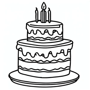 Página para Colorir Página para Colorir Bolo de Aniversário para Imprimir