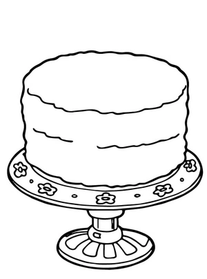 Página para Colorir Bolo de Aniversário Simples