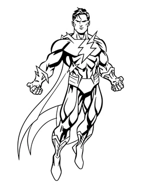 Adam em pose poderosa, detailed Black Adam coloring page, free printable