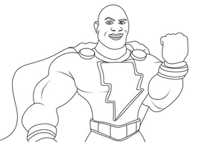 Personagem com punho levantado, página de colorir fácil do Black Adam, impressão gratuita