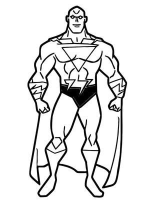 Black Adam em pose poderosa, página para colorir média do Black Adam, impressão gratuita