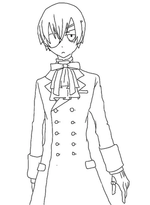 Página para Colorir Personagem de Black Butler, Ciel Phantomhive