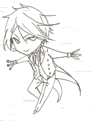 Chibi Sebastian Michaelis em uma Página para Colorir
