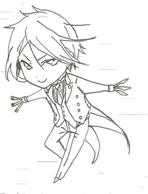 Página para Colorir Chibi Sebastian Michaelis em uma Página para Colorir