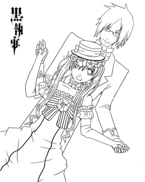 Página para Colorir Ciel e Sebastian de Black Butler