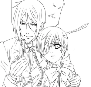 Página para Colorir Ciel e Sebastian - a dupla da série Black Butler