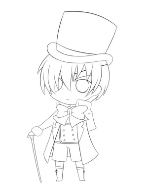 Página para Colorir Fofo Ciel de Black Butler