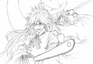 Página para Colorir Grelle Sutcliff e Undertaker de Black Butler