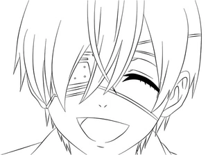 Página para Colorir Ciel Phantomhive Alegre