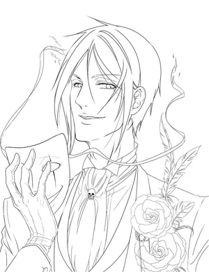 Página para Colorir Sebastian da série Black Butler