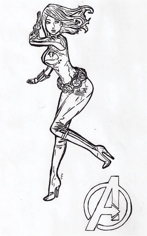 Página para Colorir Personagem dos Vingadores: Viúva Negra