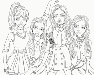 Personagens de Blackpink posando, página para colorir detalhada Blackpink, impressão gratuita