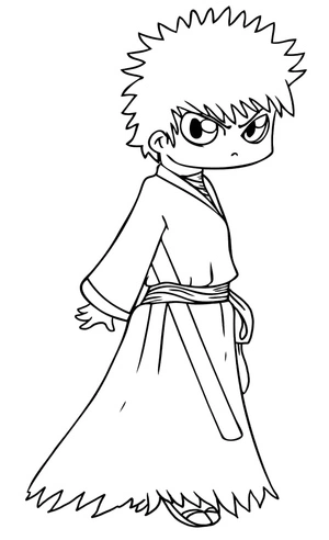 Página para Colorir Adorável Ichigo Kurosaki