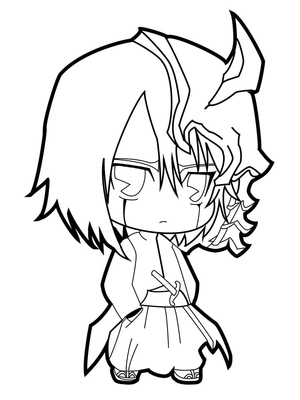 Página para colorir Chibi Ulquiorra inspirada em Bleach