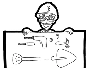 Página para Colorir Blippi com Ferramentas