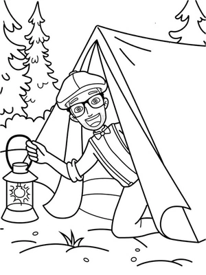 Página para Colorir Acampando com Blippi