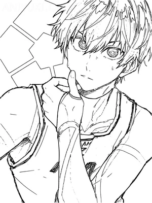 Isagi Yoichi pensativo, detalhado Blue Lock coloring page, free printable