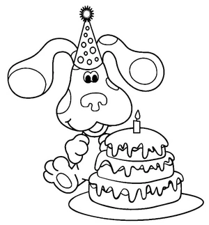 Página para Colorir Bolo de Aniversário Azul